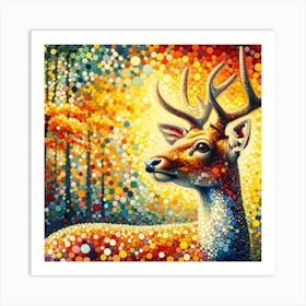 "Kaleidoscopic Grace" is an art piece where the majesty of the natural world meets the enchantment of pointillism. This vibrant portrayal of a stag is composed of countless colorful dots, creating a mosaic of visual splendor that draws the eye and captivates the soul. The artwork's radiant hues and meticulous detail offer a modern twist on the classic wildlife portrait, making it an ideal acquisition for art lovers and collectors. The piece promises to add a burst of color and a touch of nature-inspired wonder to any space, appealing to those who appreciate wildlife and the unique beauty of dot art. "Kaleidoscopic Grace" is not just a visual treat; it's an investment in a piece that will continue to reveal new layers and inspire awe with each viewing. Art Print
