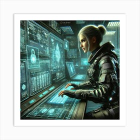 A Sci Fi Depiction Of Zoya Nightshade Showcasing H Hacking Art Print