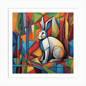 Rabbit Cubism Style Art Print