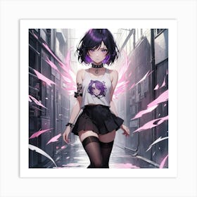 Purple Emo Goth Girl Art Print