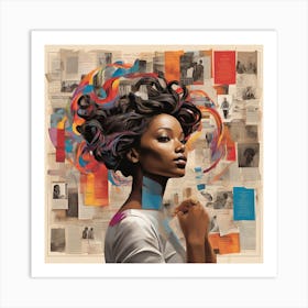 Woman With Curly Hair Art Print
