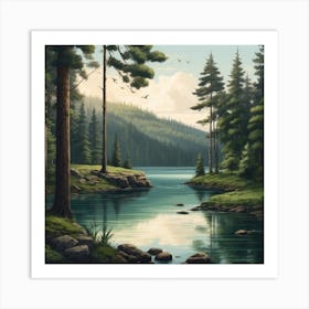 Lake In The Woods Art Print