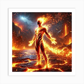 A Scene Showcasing Ronan S Fiery Elemental Aura Af Art Print