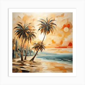 Palm Trees At Sunset Art Print