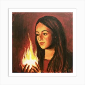 Girl With A Fire Ball Art Print