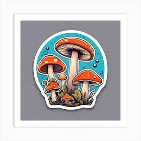 Mushrooms As A Frame Sticker 2d Cute Fantasy Dreamy Vector Illustration 2d Flat Centered By (4) Art Print