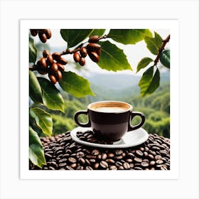 Coffee Beans On A Table Art Print