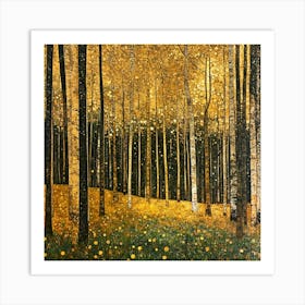 Golden Birch Forest Art Print