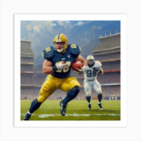 Peak Performance Football Athlete Mid-Play Art Print