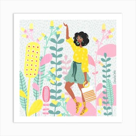 Girl In The Flowers Art Print