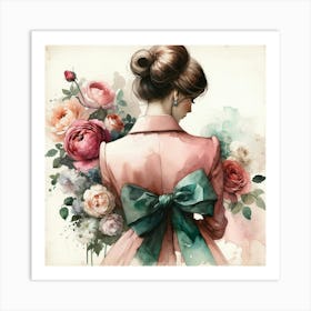 Lady With Flowers Art Print