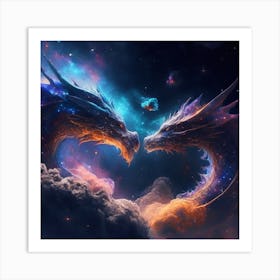 Dragons In Space 1 Art Print