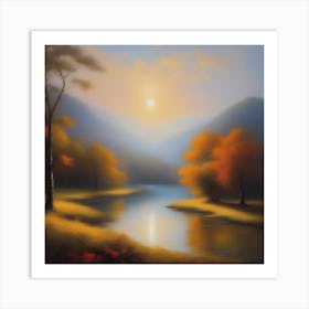 Sunset By The River Art Print