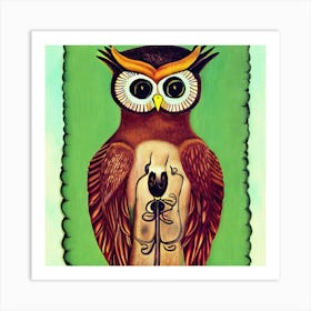 Brown Owl Illustration 1 Art Print