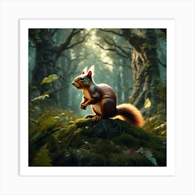 Red Squirrel In The Forest 27 Art Print