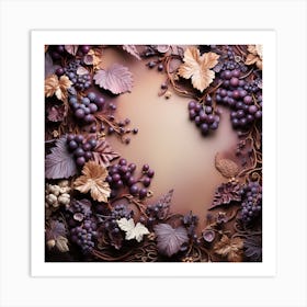 Chocolate Grapes On A Brown Background Art Print