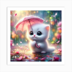 Cute Kitten In The Rain 4 Art Print