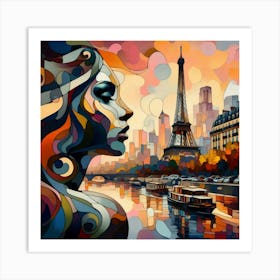 Abstract Art French woman in Paris 1 Art Print