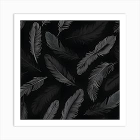 Feathers On Black Art Print