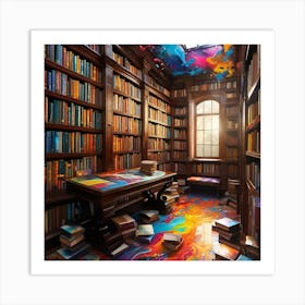 Colorful Library Art Print