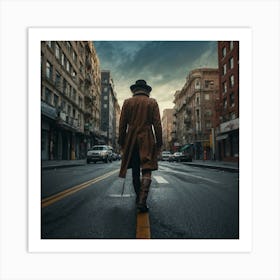 Man Walking Down The Street Art Print