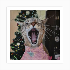 Christmas Cat Art Print