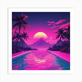 Sunset At The Pool Art Print