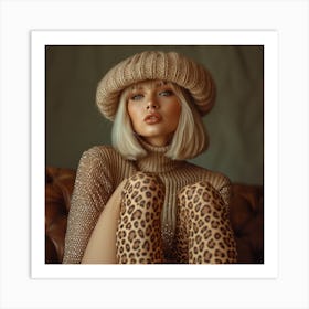 Blond Woman In Leopard Print Art Print