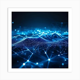 An Abstract Intricate Network Design Glowing With Intense Blue Astounding Waves Coursing Through C (1) 2 Art Print