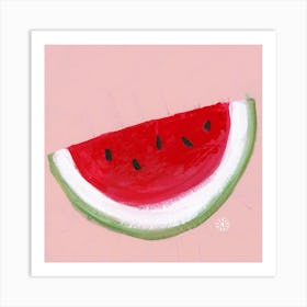 Watermelon - red pink squqre food still life kitchen Anton Maliar Art Print