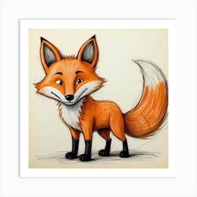 Fox Drawing Art Print