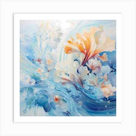 AI Floral Waltz in Watercolor Symphony Art Print