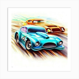 Car Racing Illustration Art Print