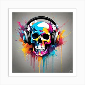 Skull With Headphones 5 Art Print