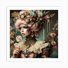 Steampunk Girl With Lollipop Art Print