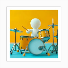 Drummer Plays The Drums Art Print