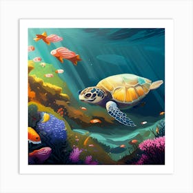 Sea Turtle In The Sea Art Print