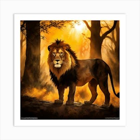 Lion In The Forest Art Print