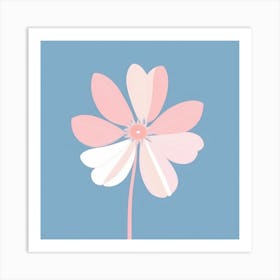 A White And Pink Flower In Minimalist Style Square Composition 171 Art Print