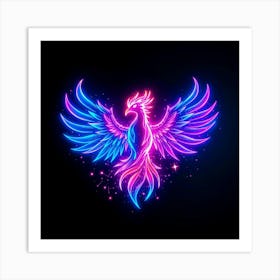 Explosion Of Neon Color Phoenix Art Print