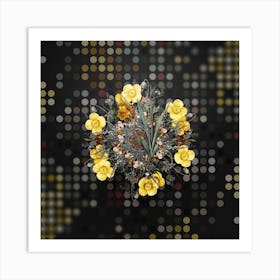 Vintage Ixia Miniata Flower Wreath on Dot Bokeh Pattern n.0584 Art Print
