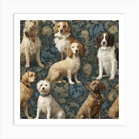 William Morris Inspired Dogs Collection Art Print