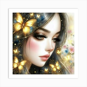 Beautiful Girl With Butterflies 4 Art Print