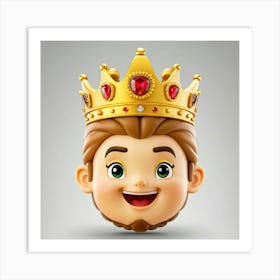 Smiling Emoji Crowned With An Intricate Gold Regal Tiara Expression Exudes Happiness And Royal Eleg Art Print