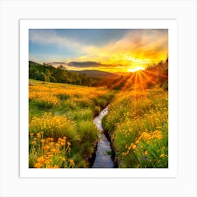 Sunset In The Meadow Art Print