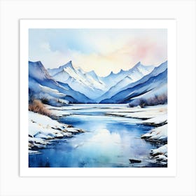 Winter Landscape Painting art print Art Print