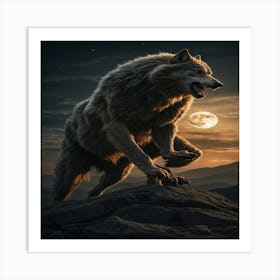 Wolf In The Moonlight Art Print