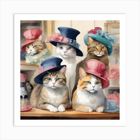 Cats In Hats Art Print