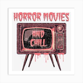 Horror Movies And Chill Retro Boho Halloween Spooky Vibes Art Print