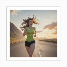 Girl Jogging Art Print